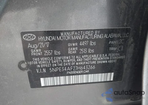 2018 Hyundai Sonata Sel из США, поврежденный, VIN 5NPE34AF2JH643266